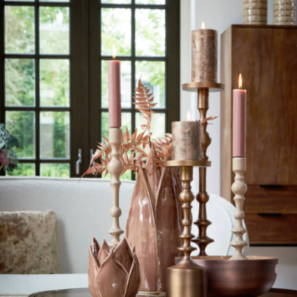 Sheva Shiny Light Brown Candle Holder - Image 2